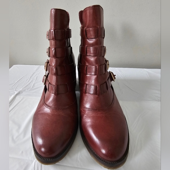 LATIGO Mila Women's Open Side Buckle Leather Boots, Block Heel - Picture 3 of 10